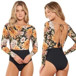 Maaji Glorious Garden Sky Surfsuit One Piece Swimsuit Rashguard Small